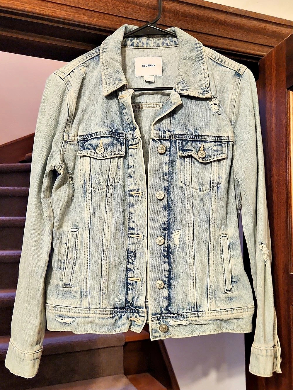 Old Navy Distressed Jean Jacket for Women Light Blue